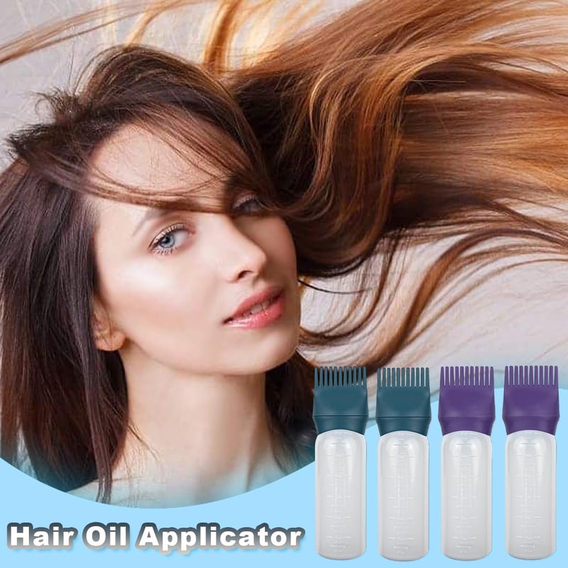 ELANE 4 Pack Root Comb Applicator Bottles, Oiling Applicator for Hair Dye & Shampoos, Salon Use (Purple+Green) - Image 5